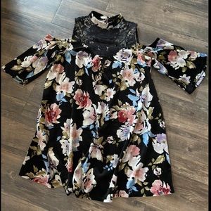 Floral Velvet Off Shoulder Tunic
